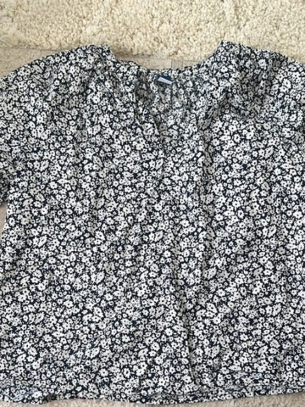 Floral Black and White Women's Top